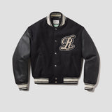 AGOLDE / RSVP Varsity Black Wool Leather Combo in Black