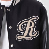 AGOLDE / RSVP Varsity Black Wool Leather Combo in Black