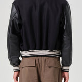 AGOLDE / RSVP Varsity Black Wool Leather Combo in Black