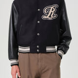AGOLDE / RSVP Varsity Black Wool Leather Combo in Black