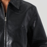 Shoreditch Ski Club x AGOLDE Essie Recycled Leather Cropped Jacket in Black