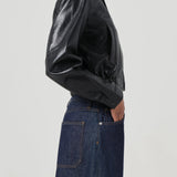 Shoreditch Ski Club x AGOLDE Essie Recycled Leather Cropped Jacket in Black