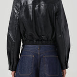 Shoreditch Ski Club x AGOLDE Essie Recycled Leather Cropped Jacket in Black