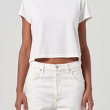 Agolde - Adine Shrunken Tee in White Ash