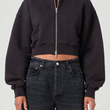 Agolde - Asta Zip Sweatshirt in Washed Black