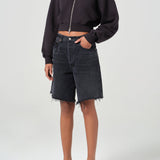 Agolde - Asta Zip Sweatshirt in Washed Black