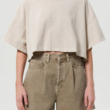 Agolde - Arli Oversized Cropped Tee in Brown Rice