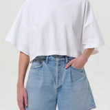 Agolde - Arli Oversized Cropped Tee in White