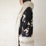 Conner Ives - The Demi Couture Reconstituted Vintage Fur and Silk Robe - Black