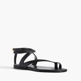 Khaite - Aimee Ankle Strap Flat Sandal in Black Leather
