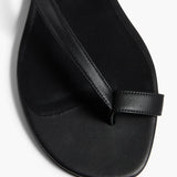 Khaite - Aimee Ankle Strap Flat Sandal in Black Leather