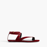 Khaite - Aimee Ankle Strap Flat Sandal in Cherry Haircalf