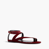 Khaite - Aimee Ankle Strap Flat Sandal in Cherry Haircalf