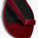 Khaite - Aimee Ankle Strap Flat Sandal in Cherry Haircalf