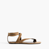 Khaite - Aimee Ankle Strap Flat Sandal in Taupe Suede