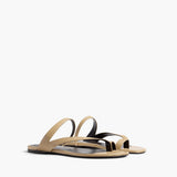 Khaite - Aimee Flat Sandal in Beige Leather