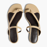 Khaite - Aimee Flat Sandal in Beige Leather