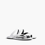 Khaite - Aimee Flat Sandal in Optic White Leather