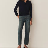 DÔEN - ALBANY KNIT HENLEY -- DEEP NAVY