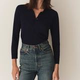 DÔEN - ALBANY KNIT HENLEY -- DEEP NAVY