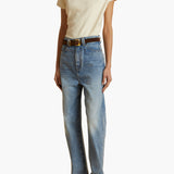 Khaite - Benny Belt in Coffee Suede with Gold