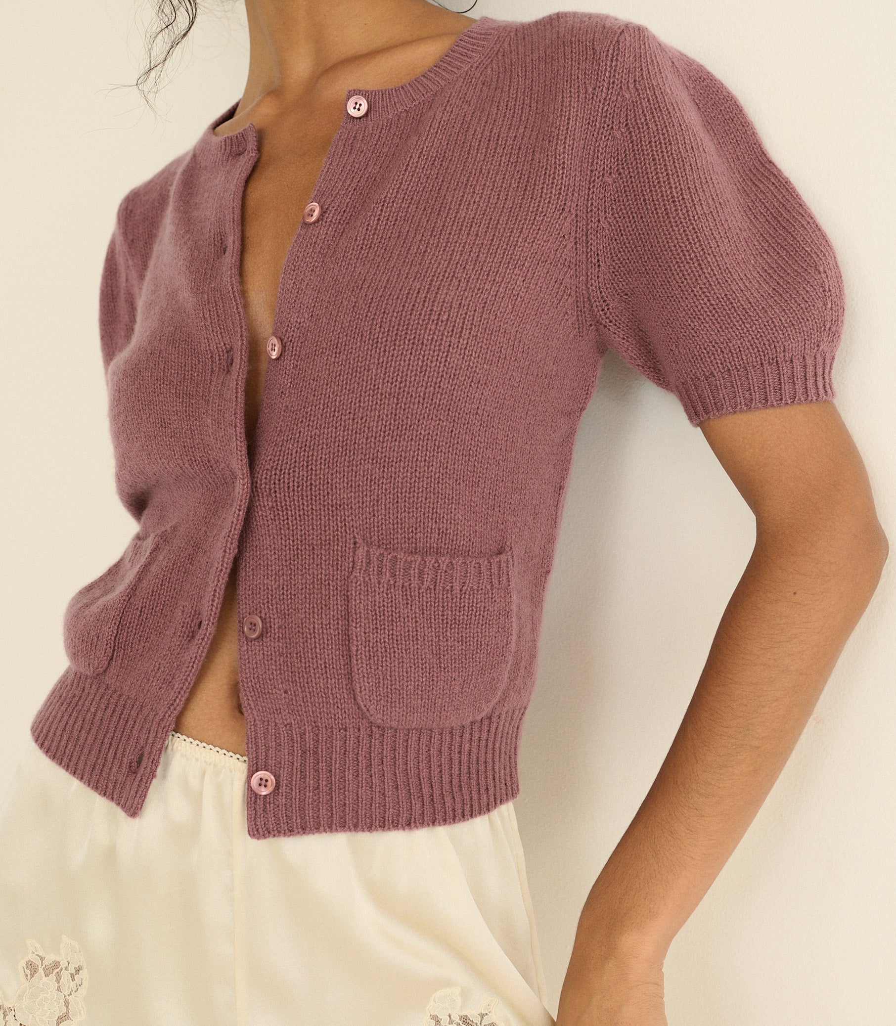 DOEN - ALESIA CASHMERE CARDIGAN - - ROSE MAUVE