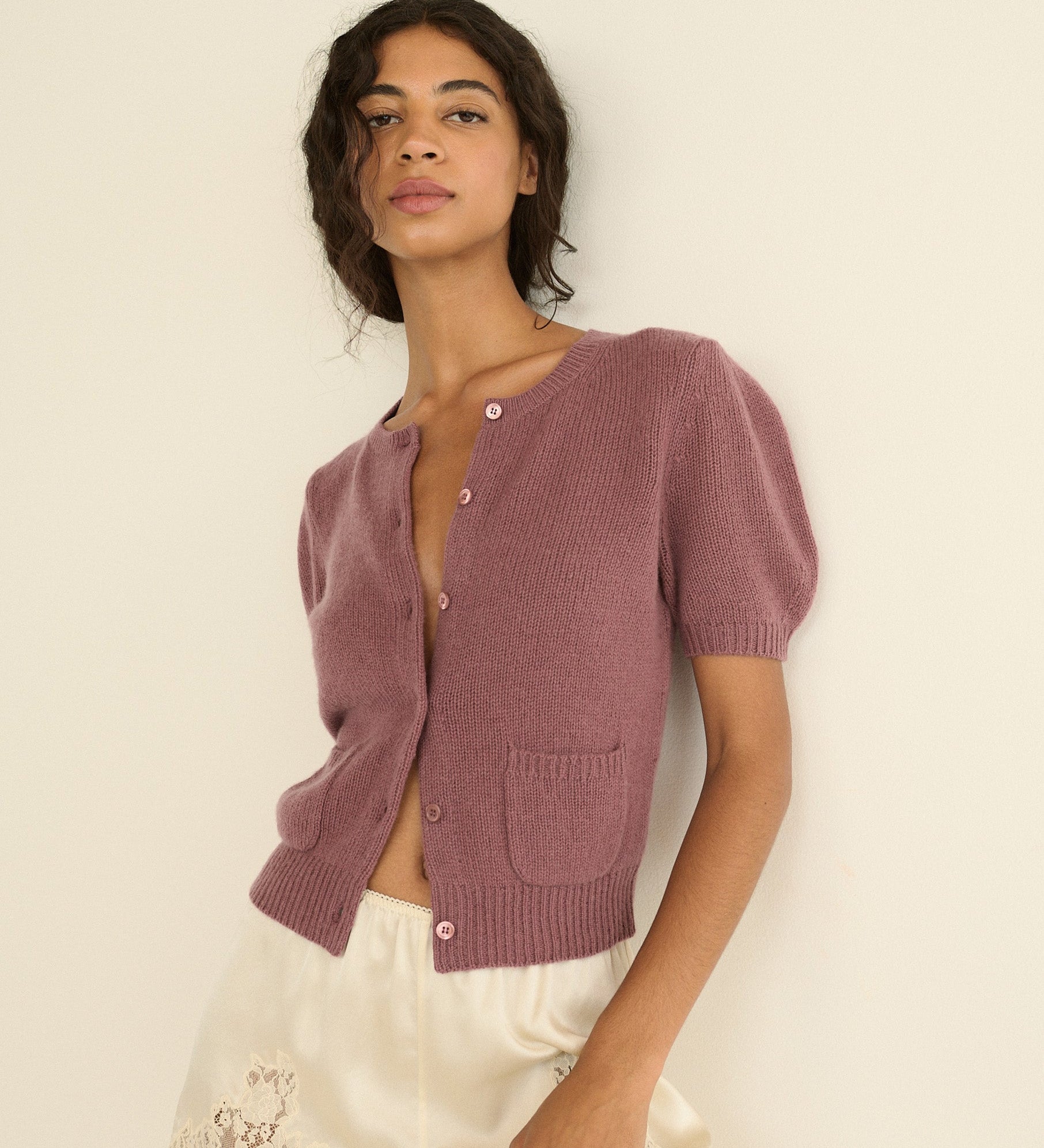 DOEN - ALESIA CASHMERE CARDIGAN - - ROSE MAUVE