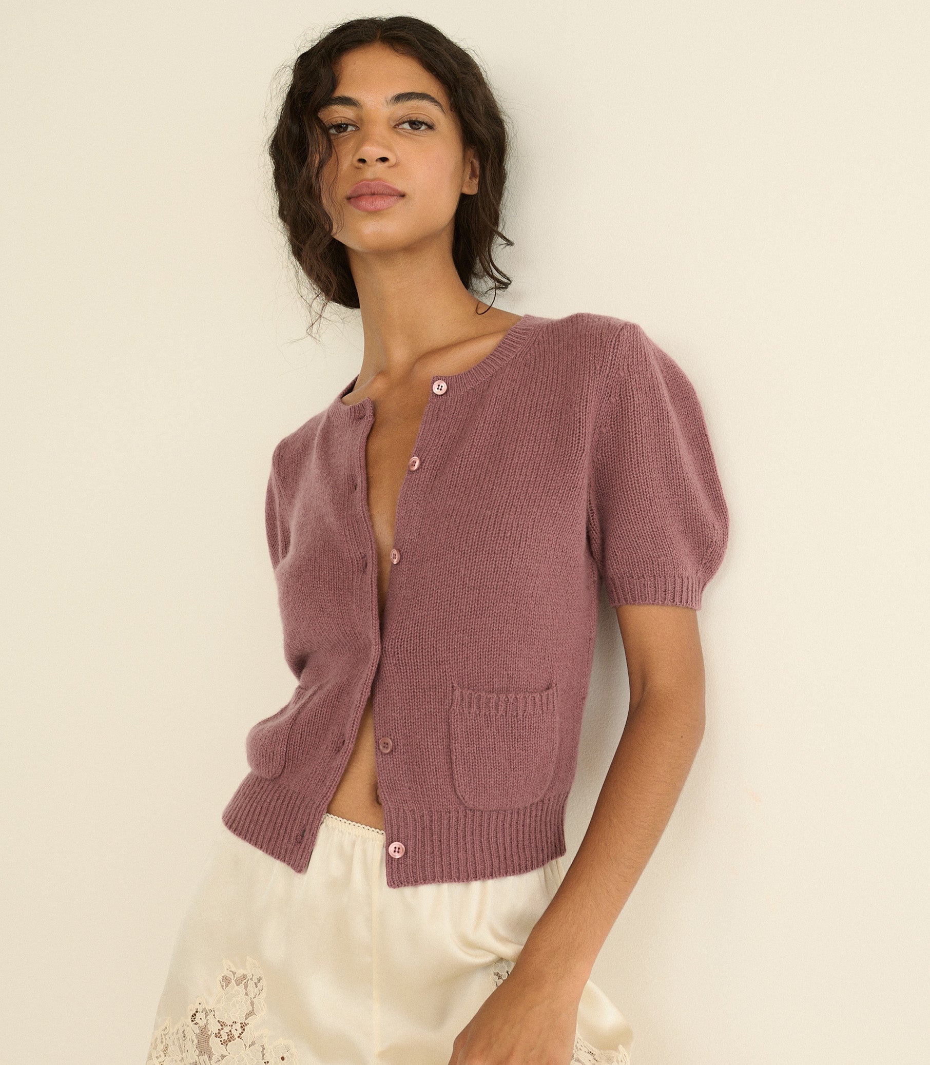 DOEN - ALESIA CASHMERE CARDIGAN - - ROSE MAUVE