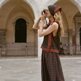 DÔEN - AMALIA TOP -- NOIR MONTMARTRE FOULARD