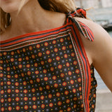 DÔEN - AMALIA TOP -- NOIR MONTMARTRE FOULARD