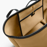 Khaite - Amalia Tote in Honey Canvas with Black Leather