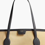 Khaite - Amalia Tote in Honey Canvas with Black Leather