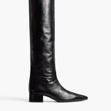 Khaite - Andee Knee-High Boot in Black Glazed Leather