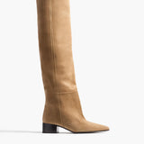 Khaite - Andee Slouchy Knee-High Boot in Taupe Suede