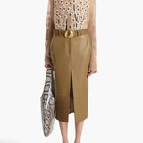 Khaite - Anden Skirt in Golden Ochre Leather