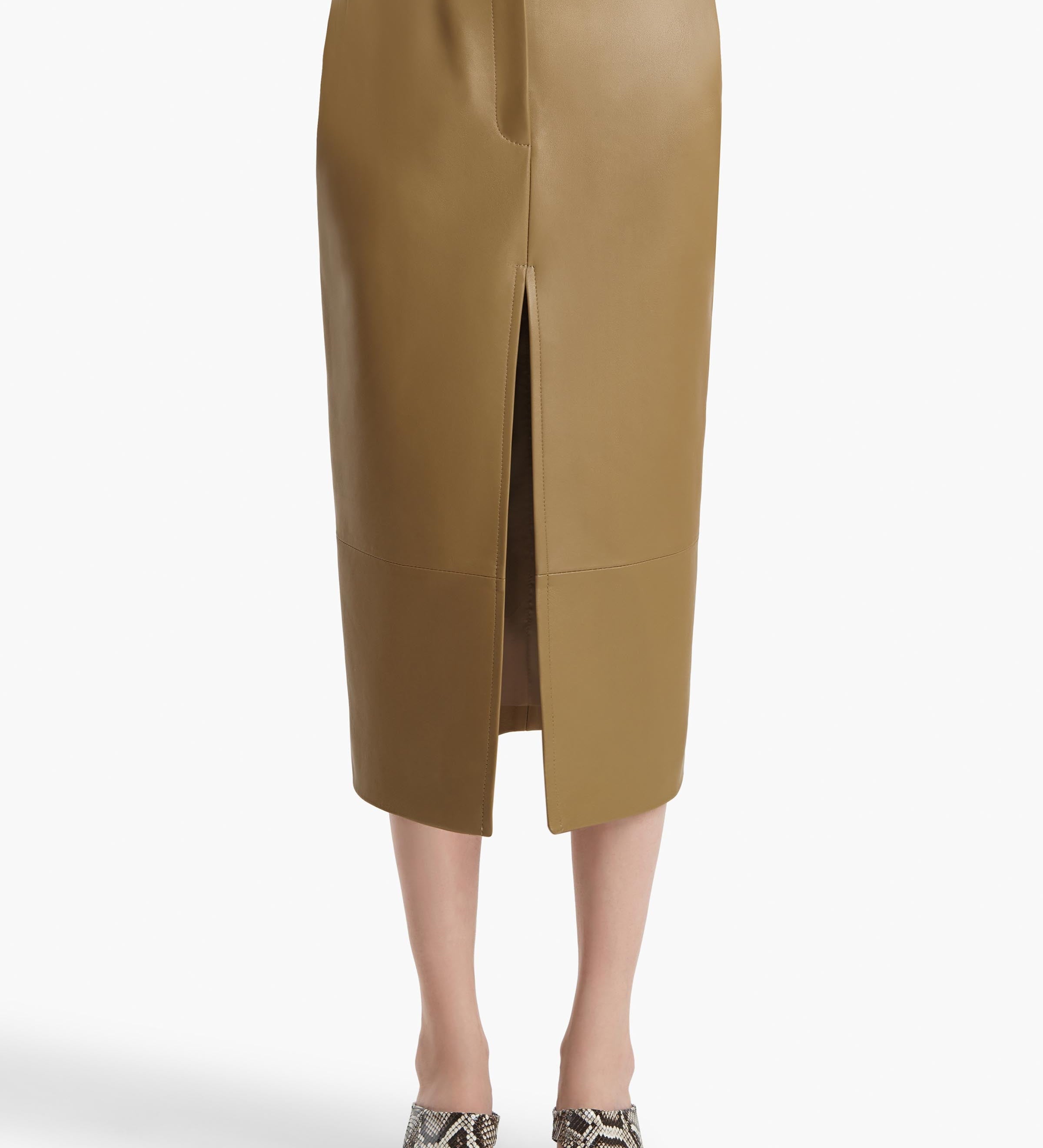 Khaite - Anden Skirt in Golden Ochre Leather