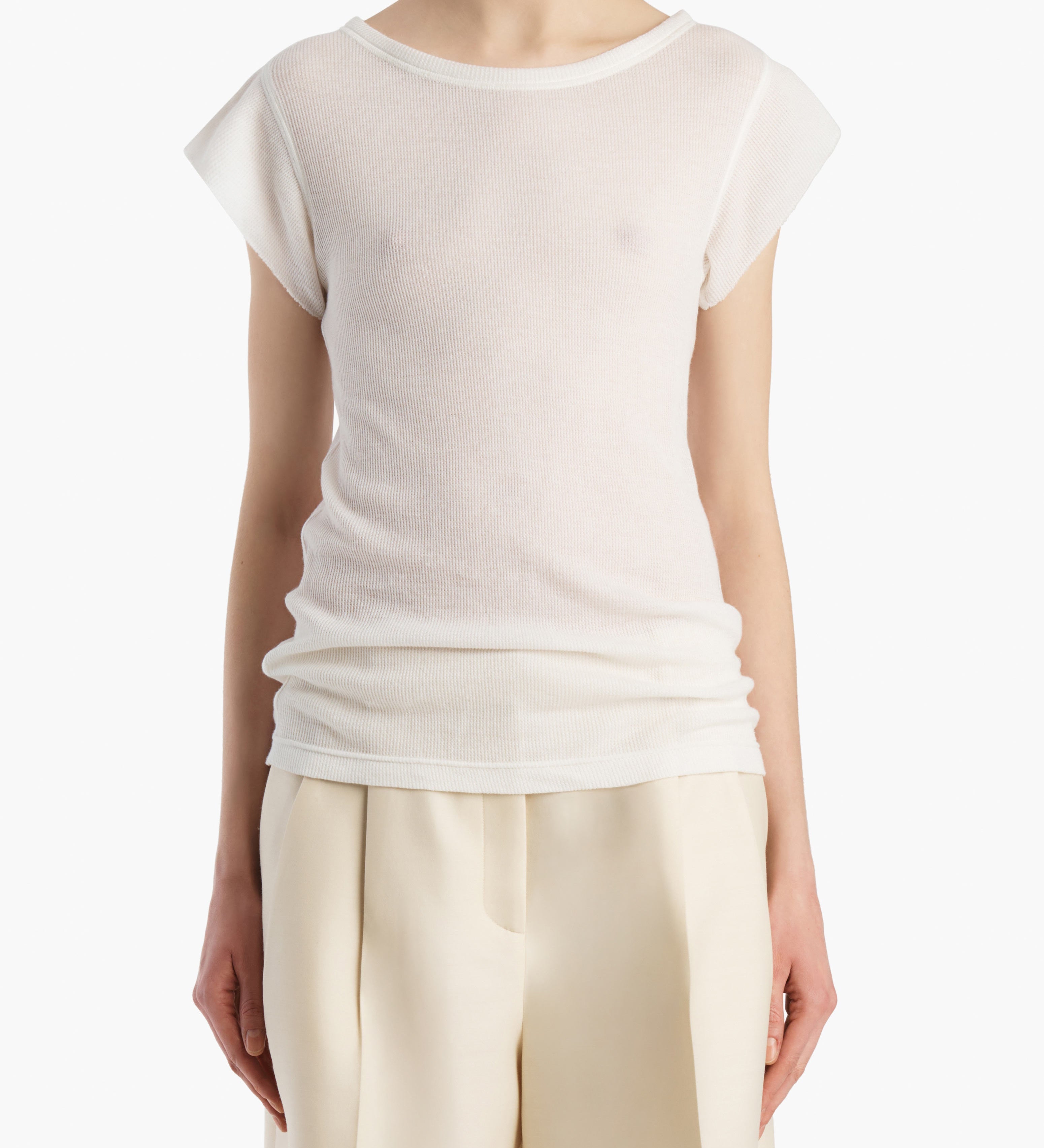 Khaite - Angel Top in Chalk Cashmere Jersey