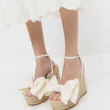 Loeffler Randall - Angelina Cream Moiré Bow Wedge