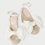Loeffler Randall - Angelina Cream Moiré Bow Wedge