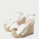 Loeffler Randall - Angelina Cream Moiré Bow Wedge