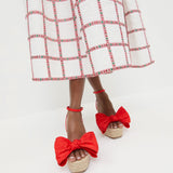 Loeffler Randall - Angelina Red Moiré Bow Wedge