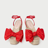 Loeffler Randall - Angelina Red Moiré Bow Wedge