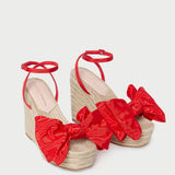 Loeffler Randall - Angelina Red Moiré Bow Wedge