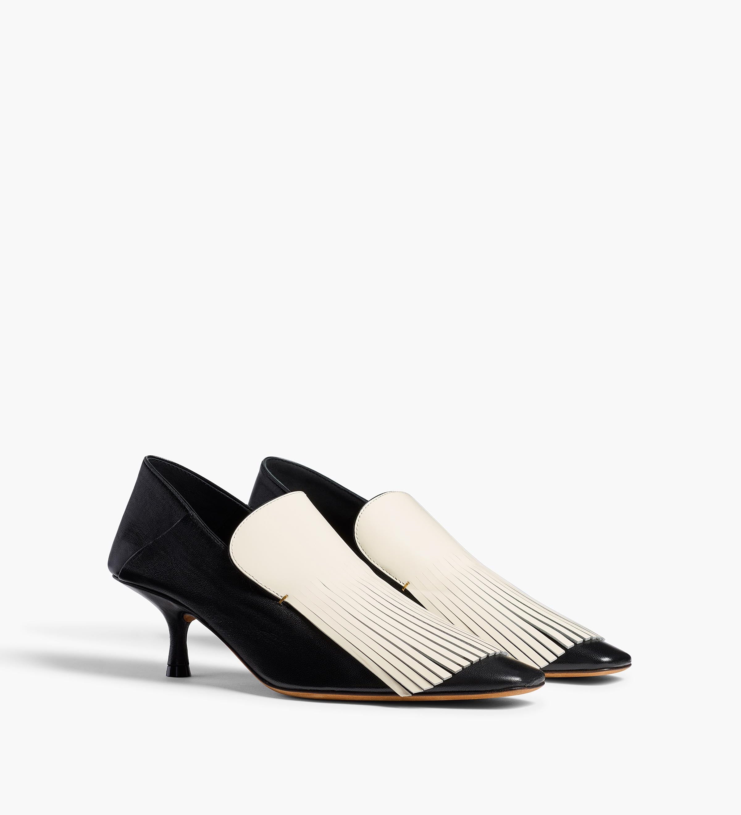Khaite - Anouk Fringe Loafer in Black and White