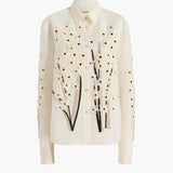 Khaite - Argo Top in Natural with Floral Embroidery