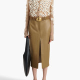 Khaite - Argo Top in Tea Stain with Floral Embroidery