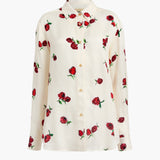 Khaite - Argo Top in Cream with Raspberry Print
