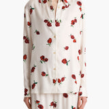 Khaite - Argo Top in Cream with Raspberry Print