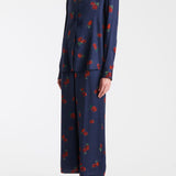 Khaite - Mindy Pant in Amethyst with Raspberry Print
