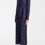 Khaite - Mindy Pant in Amethyst with Raspberry Print